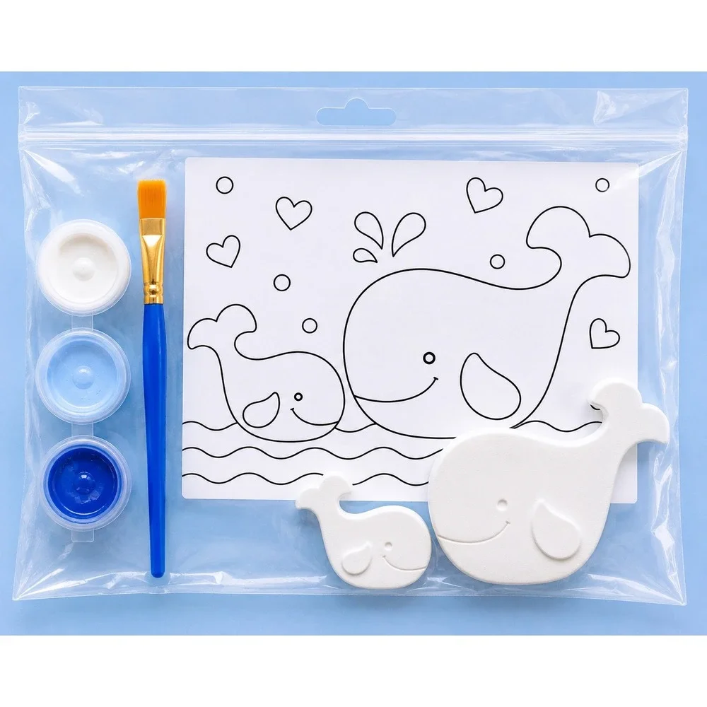 handmade Whale‎ Paint Kit Kids OS Blue New DIY Birthday Party Favor Ocean Craft